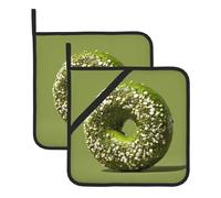 XBKGOHA Matcha Fruit Picture Square pot mat two-piece set, insulated, thickened, waterproof, easy to clean