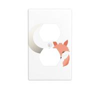 XBKGOHA Moon Feather Fox Picture Double Socket Wall Panel Decorative for Residential and Commercial Areas 4.5x2.76in