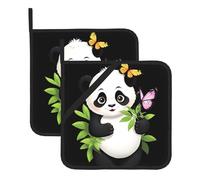 XBKGOHA Panda Butterfly Flower Picture Square pot mat two-piece set, insulated, thickened, waterproof, easy to clean