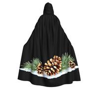 XBKGOHA Pine Cones On The Snow Printed Halloween Adult Hooded Cape Cloak No Zipper, Comfortable For Costume Parties