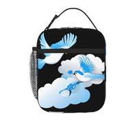 XBKGOHA Portable Insulated Lunch Bag Blue Birds Dancing on The Clouds Printed Reusable Lunch Bag Durable for Men and Women