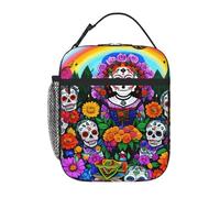 XBKGOHA Portable Insulated Lunch Bag Day of The Dead Printed Reusable Lunch Bag Durable for Men and Women