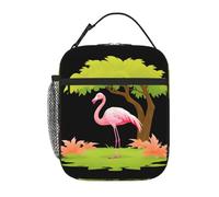 XBKGOHA Portable Insulated Lunch Bag Flamingo Under The Maple Tree Printed Reusable Lunch Bag Durable for Men and Women