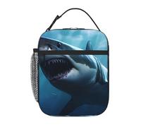 XBKGOHA Portable Insulated Lunch Bag Great White Shark Printed Reusable Lunch Bag Durable for Men and Women