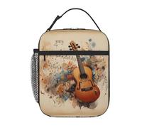 XBKGOHA Portable Insulated Lunch Bag Guitar Notes Printed Reusable Lunch Bag Durable for Men and Women