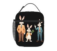 XBKGOHA Portable Insulated Lunch Bag Handsome Rabbit Family Printed Reusable Lunch Bag Durable for Men and Women