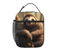 XBKGOHA Portable Insulated Lunch Bag Hug Tree Sloth Printed Reusable Lunch Bag Durable for Men and Women