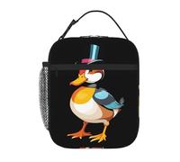 XBKGOHA Portable Insulated Lunch Bag Mandarin Duck Wearing a top hat Printed Reusable Lunch Bag Durable for Men and Women