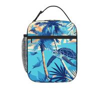 XBKGOHA Portable Insulated Lunch Bag Palm Trees and sea Turtles Diving Underwater Printed Reusable Lunch Bag Durable for Men and Women