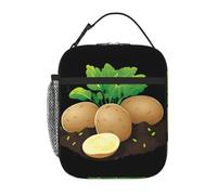 XBKGOHA Portable Insulated Lunch Bag Potatoes in The Soil Printed Reusable Lunch Bag Durable for Men and Women