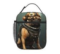 XBKGOHA Portable Insulated Lunch Bag Pug Dog Printed Reusable Lunch Bag Durable for Men and Women