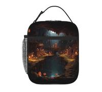 XBKGOHA Portable Insulated Lunch Bag Small World in The Cave Printed Reusable Lunch Bag Durable for Men and Women
