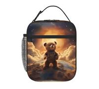 XBKGOHA Portable Insulated Lunch Bag The Little Bear On The Planet Printed Reusable Lunch Bag Durable for Men and Women