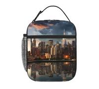 XBKGOHA Portable Insulated Lunch Bag The New York City Skyline Printed Reusable Lunch Bag Durable for Men and Women