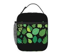 XBKGOHA Portable Insulated Lunch Bag Various Green Leaves Printed Reusable Lunch Bag Durable for Men and Women