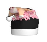 XBKGOHA Puppy in the cherry blossom petals Printing Christmas Hat for Adult quality accessory soft, lightweight, and fluffy