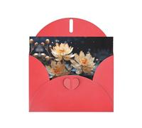 XBKGOHA Red Greeting Card Bohemian White Lotus Printed for Festive Birthday Party Invitation