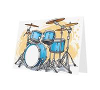 XBKGOHA Red Greeting Card Cartoon Drummer Knock Printed for Festive Birthday Party Invitation