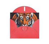 XBKGOHA Red Greeting Card Cool tiger Printed for Festive Birthday Party Invitation