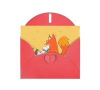 XBKGOHA Red Greeting Card Sunflower seeds and foxes Printed for Festive Birthday Party Invitation