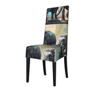 XBKGOHA Removable Dining Chair Covers Asian Elephants Printed - Soft, Comfortable, Wrinkle Resistant, No Ironing Needed Stretchable for Most Armless Chair
