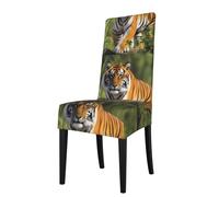XBKGOHA Removable Dining Chair Covers Bengal Tiger Printed - Soft, Comfortable, Wrinkle Resistant, No Ironing Needed Stretchable for Most Armless Chair