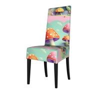 XBKGOHA Removable Dining Chair Covers Dreamy Little Mushroom Printed - Soft, Comfortable, Wrinkle Resistant, No Ironing Needed Stretchable for Most Armless Chair
