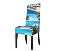 XBKGOHA Removable Dining Chair Covers Love Island on the S Printed - Soft, Comfortable, Wrinkle Resistant, No Ironing Needed Stretchable for Most Armless Chair