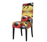 XBKGOHA Removable Dining Chair Covers Seven Star Ladybird Printed - Soft, Comfortable, Wrinkle Resistant, No Ironing Needed Stretchable for Most Armless Chair