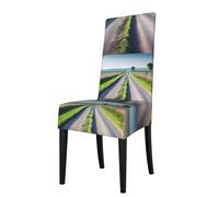 XBKGOHA Removable Dining Chair Covers Uneven Country Road Printed - Soft, Comfortable, Wrinkle Resistant, No Ironing Needed Stretchable for Most Armless Chair