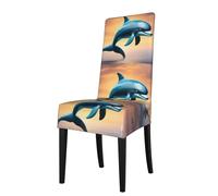 XBKGOHA Removable Dining Chair Covers winter the dolphin Printed - Soft, Comfortable, Wrinkle Resistant, No Ironing Needed Stretchable for Most Armless Chair