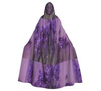 XBKGOHA Romantic Purple Lavender Printed Halloween Adult Hooded Cape Cloak No Zipper, Comfortable For Costume Parties