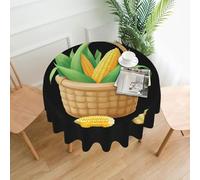 XBKGOHA Round Decorative Tablecloth 60in Corn in the basket Printing for Indoor and Outdoor Use on Round Tables Like Coffee Tables, Dining Tables, and Farm Tables