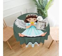 XBKGOHA Round Decorative Tablecloth 60in Cute little angel Printing for Indoor and Outdoor Use on Round Tables Like Coffee Tables, Dining Tables, and Farm Tables