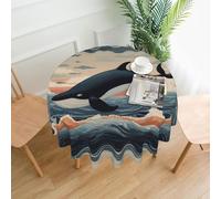 XBKGOHA Round Decorative Tablecloth 60in Dolphin jumping off the water Printing for Indoor and Outdoor Use on Round Tables Like Coffee Tables, Dining Tables, and Farm Tables