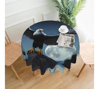 XBKGOHA Round Decorative Tablecloth 60in Eagle under the stars Printing for Indoor and Outdoor Use on Round Tables Like Coffee Tables, Dining Tables, and Farm Tables