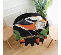 XBKGOHA Round Decorative Tablecloth 60in Oriole bird in the strawberry garden Printing for Indoor and Outdoor Use on Round Tables Like Coffee Tables, Dining Tables, and Farm Tables