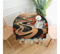 XBKGOHA Round Decorative Tablecloth 60in Ribbon of the Earth Printing for Indoor and Outdoor Use on Round Tables Like Coffee Tables, Dining Tables, and Farm Tables