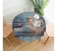 XBKGOHA Round Decorative Tablecloth 60in Snowman in the street Printing for Indoor and Outdoor Use on Round Tables Like Coffee Tables, Dining Tables, and Farm Tables