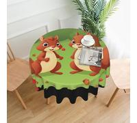 XBKGOHA Round Decorative Tablecloth 60in Squirrels in the apple orchard Printing for Indoor and Outdoor Use on Round Tables Like Coffee Tables, Dining Tables, and Farm Tables