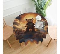 XBKGOHA Round Decorative Tablecloth 60in The little bear on the planet Printing for Indoor and Outdoor Use on Round Tables Like Coffee Tables, Dining Tables, and Farm Tables