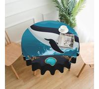 XBKGOHA Round Decorative Tablecloth 60in Whale in the ring Printing for Indoor and Outdoor Use on Round Tables Like Coffee Tables, Dining Tables, and Farm Tables