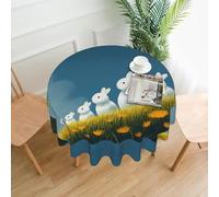 XBKGOHA Round Decorative Tablecloth 60in White rabbit on the grassland Printing for Indoor and Outdoor Use on Round Tables Like Coffee Tables, Dining Tables, and Farm Tables