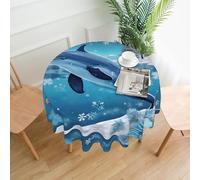 XBKGOHA Round Decorative Tablecloth 60in winter the dolphin Printing for Indoor and Outdoor Use on Round Tables Like Coffee Tables, Dining Tables, and Farm Tables