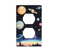 XBKGOHA Saturn Jupiter Earth Picture Double Socket Wall Panel Decorative for Residential and Commercial Areas 4.5x2.76in