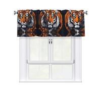 XBKGOHA Short Curtains with Valance Rod 54x18in Cool tiger Printing for Kitchen, Bathroom, bedroom, Studio, Fits Most Standard or Decorative Curtain Rods