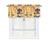 XBKGOHA Short Curtains with Valance Rod 54x18in Crooked Owl Printing for Kitchen, Bathroom, bedroom, Studio, Fits Most Standard or Decorative Curtain Rods