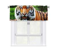 XBKGOHA Short Curtains with Valance Rod 54x18in Fierce tiger Printing for Kitchen, Bathroom, bedroom, Studio, Fits Most Standard or Decorative Curtain Rods