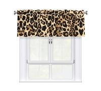 XBKGOHA Short Curtains with Valance Rod 54x18in Leopard Pattern Printing for Kitchen, Bathroom, bedroom, Studio, Fits Most Standard or Decorative Curtain Rods