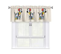 XBKGOHA Short Curtains with Valance Rod 54x18in Mondrian abstractionism small animal Printing for Kitchen, Bathroom, bedroom, Studio, Fits Most Standard or Decorative Curtain Rods